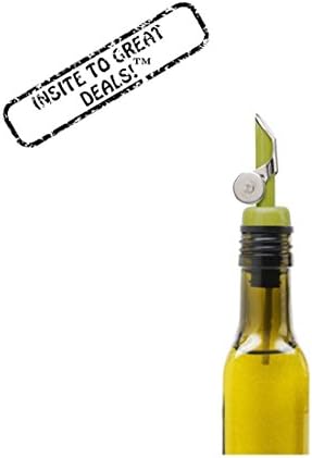1 Weighted Olive Green Colored Stainless Steel Flip Top Lid Olive Oil Liquor Wine Free Flow Bottle Pourer Dispenser Spouts