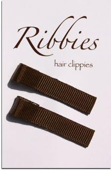 Ribbies - Chocolate Solid Ribbon Hair Clips