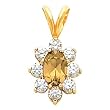 14K Yellow Gold Golden Topaz and Diamond Pendant