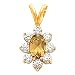 14K Yellow Gold Golden Topaz and Diamond Pendant