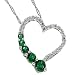 14K White Gold Created Emerald and Diamond Journey Heart Pendant