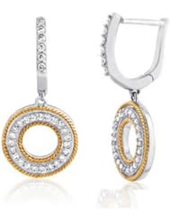 14k TWO TONE GOLD WOMENS EARRING LE-3837 DIAMOND 0.4CT TW