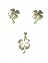 kala-isjewels - Ladies - 925 Sterling Silver " Four-leaf clover" Pendant (1.18" ) and Earrings