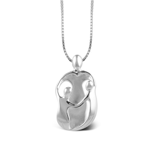 Loving Family® Large Sterling Silver Pendant with Extender – Mother and 2 Children