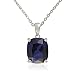 Sterling Silver Cushion-Cut Created Sapphire title=