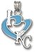 Kansas City Royals Solid Sterling Silver ''I Heart KC'' 3/4'' Enamel Pendant