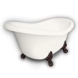 American Bath Factory B1-1600-BB-DM3-M2-15-OC Princess Slipper Clawfoot Bathtub in Bisque, Ball and