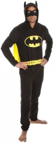 DC Superhero Adult's Union Suit Pajamas (Adult XL, Black)