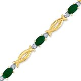 Emerald & Diamond Bracelet In 14K Yellow Gold
