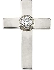 Diamond Cross Lapel Pin in 14k Yellow & White Gold