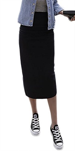 Notting hill 春夏 大人 レディース タイトスカート スリット ひざ下丈 コットン カジュアル シンプル きれいめ クール シック ストリート OL スタイル スリム ブラック グレー サイズ XS〜XL SSK-0204