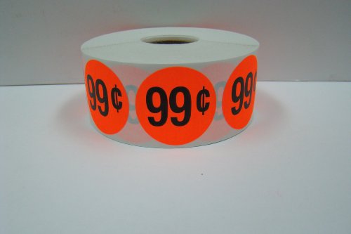 1000 Red 1.5-inch Round 99 Cent Price Retail Labels Stickers