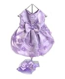 Lavender Satin Ruffled Bridesmaid Dog Dress w/ Leash, Medium
