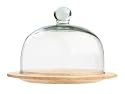 T&G Gift Range Round Cheese Board in Hevea Wood with Glass Dome - Small