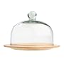 T&G Gift Range Round Cheese Board in Hevea Wood with Glass Dome - Small