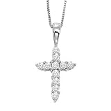 14K White Gold Diamond Cross Pendant - 1.00 Ct.