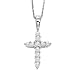 14K White Gold Diamond Cross Pendant - 0.75 Ct.