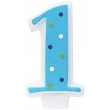 Deco Pac Mens Blue #1 Candle with Polka Dots
