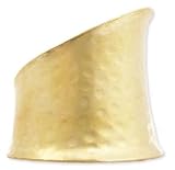 ZAD AWESOME Asymetrical Wide Hammered Cuff Bracelet Yellow Gold Tone