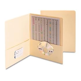 Two-Pocket Portfolio, Embossed Leather Grain Paper, Ivory, 25/Box