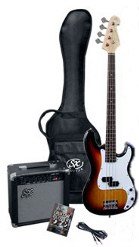 Childrens Toyshop  Musical Instruments : SX BG1K 3/4 3TS Sunburst Bass Guitar Package w/BA1565 AMP and Instructional DVD