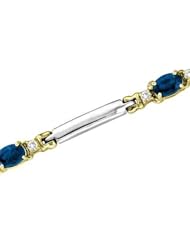 14k Two-tone Gold 0.30ct Diamond & 3.00ct Oval Shape Sapphire Bracelet
