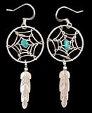 Sterling Silver Dream Catcher Earrings with Turquoise, #8858