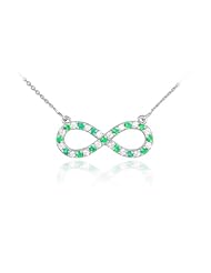 Sterling Silver Clear & Green CZ Infinity Necklace