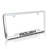 Best Deal Ford Mustang Roush Chrome Brass License Frame with 4 Logo Screw Caps