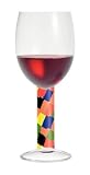 Red Wine Glass, Navaja, Color Checked Stem w/ Napkin. Designer Embossed Stem Red Wine Goblet