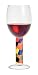 Red Wine Glass, Navaja, Color Checked Stem w/ Napkin. Designer Embossed Stem Red Wine Goblet