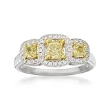 1.15ct t.w. Yellow, White Engagement Diamond 3-Stone Ring. Size 7