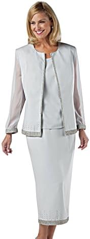 Old Pueblo Traders Women's Plus Size Three-Piece Georgette-Sleeved Suit