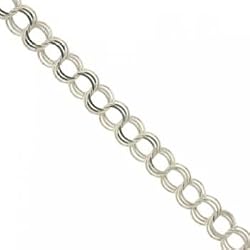 Ladies Charm Bracelet in Solid 14K White Gold Lobster Clasp