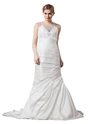 Mermaid Satin Beaded Lace Round Neck Prom Dress 