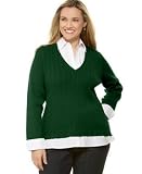 Style&co. Plus Size Surplice V-Neck Sweater with Shirt Inset