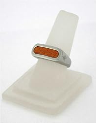 J-Steel by Fyn Studios (TM) Size 8 Stainless-Steel Ring with Orange-Tan Leather Insert JSF-843332001266