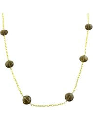 14 Karat Yellow Gold Faceted Round Smokey Topaz Necklace (25 Inch)