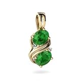 14K Yellow Gold Oval Genuine Emerald Pendant