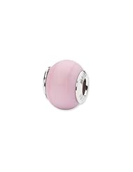 Sterling Silver Pink Matte Italian Murano Glass Charm