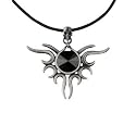 Tribal Sun Skull Pendant / Cord Necklace Black Stone