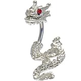 Ruby Red Cubic Zirconia DETAILED DRAGON Belly Ring