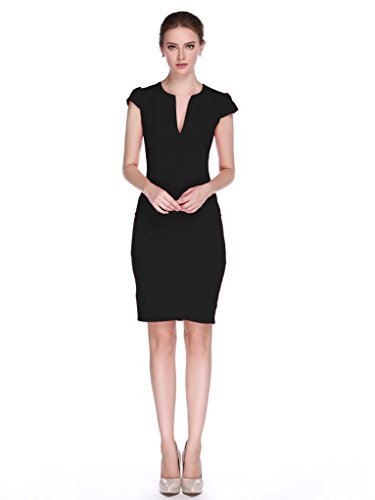 L'ALYSSE Women's V-neck Short Sleeve Pocket Casual Midi Summer Dress S-4XL