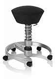 SWOPPER STANDARD 3D-Aktiv-Bürostuhl Hocker Sitzpolster Normal, Farbe schwarz, Federfarbe schwarz, Basis Titan, Fussring mit Rollen nach DIN EN 12529, Feder MEDIUM (SWOPS10TR)