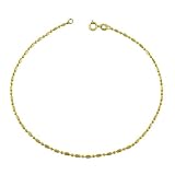 14k Yellow Gold Round And Long Bead Anklet