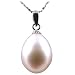 AugustinaJewelry Freshwater Cultured Oval Shape 10-11mm White Pearl Pendant with 18K White Gold, 16" 14K White Gold Chain