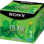 Cd-rw rewritable discs, branded surface, 700mb/80min, 4x, silver, 10/pack