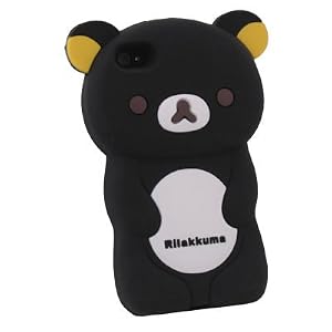Black Rilakkuma Bear Hard Case Cover for iPhone 4 4S 4G
