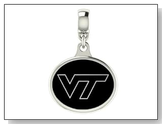 Virginia Tech Hokies Black Enamel Collegiate Drop Charm Fits Most European Style Bracelets Including Chamilia Zable Troll and More. High Quality Bead in Stock for Immediate Shipping. Officially Licensed