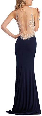 XiaoBLM New 2016 Beaded Crystal Bateau Chiffon Formal Dresses Prom Gown US6